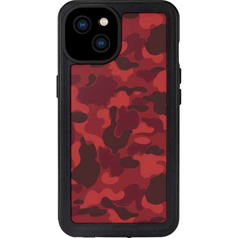 Red Street Camo iPhone 15 Plus Waterproof Case